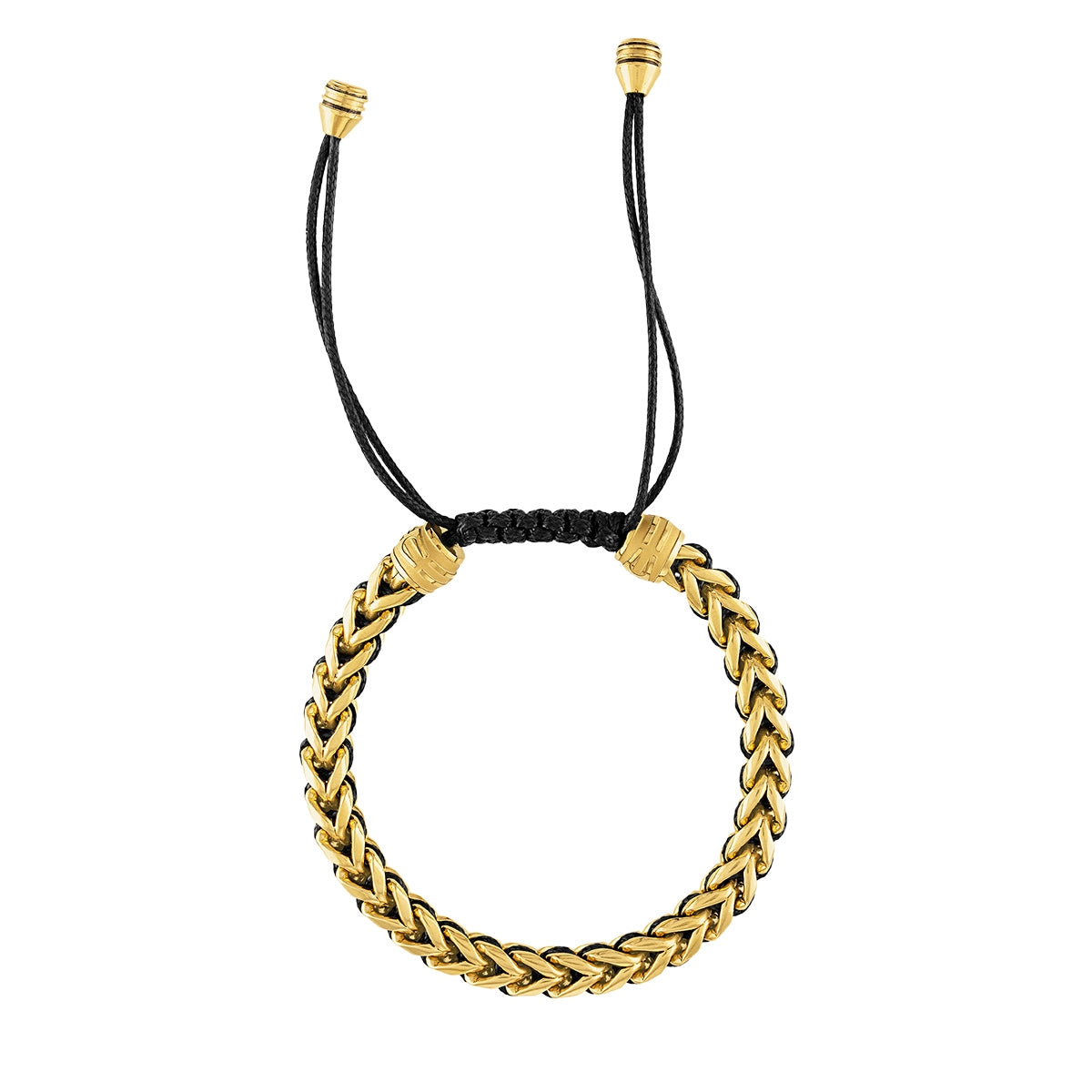 Bulova Men's Woven Chord Franco Chain Adjustable Bracelet in Gold-Tone Ion Plated Stainless Steel front view