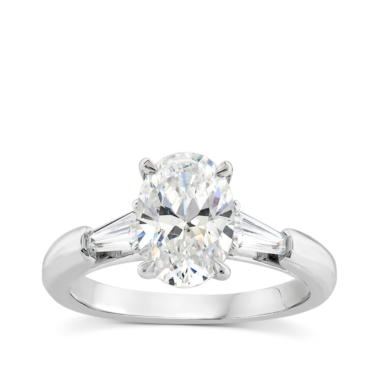 Adamante 2-3/4 ct. tw. Lab-Grown Oval & Baguette Diamond Engagement Ring in 14K White Gold (2)