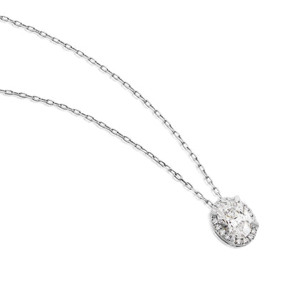 Adamante 1-1/10 ct. tw. Lab-Grown Oval Diamond Halo Pendant in 14K White Gold front view
