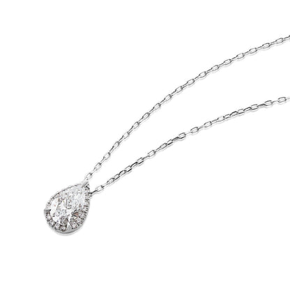 Adamante 1-1/10 ct. tw. Lab-Grown Pear Diamond Halo Pendant in 14K White Gold front view