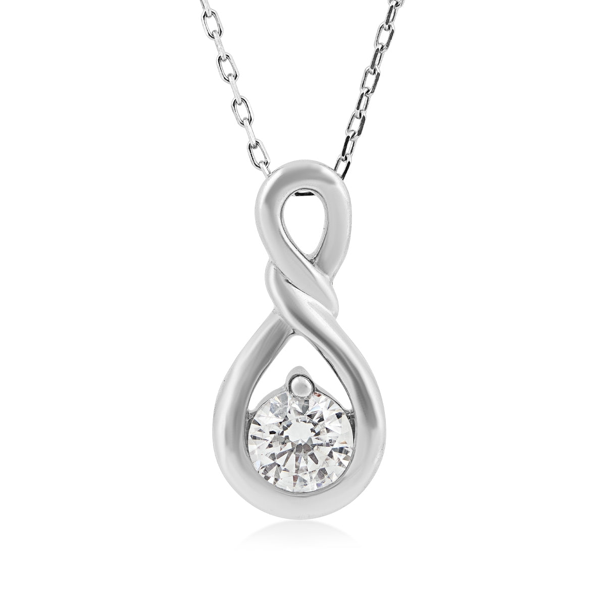 Infinite Love 1 ct. tw. Lab-Grown Round Diamond Twist Pendant in 10K White Gold