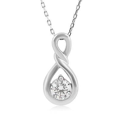 Infinite Love 1 ct. tw. Lab-Grown Round Diamond Twist Pendant in 10K White Gold