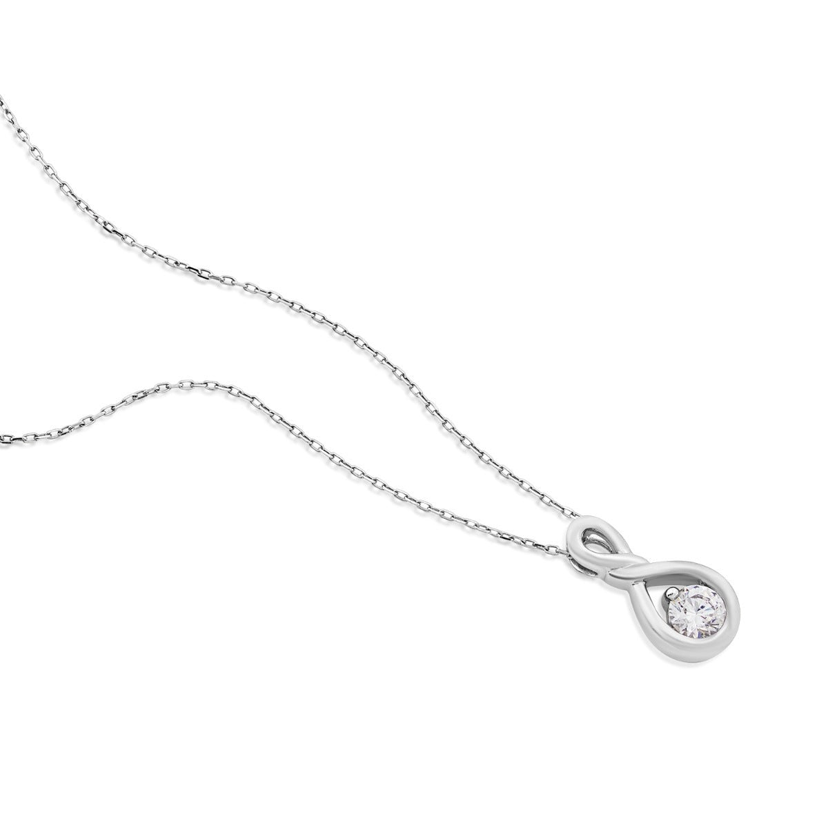 Infinite Love 1 ct. tw. Lab-Grown Round Diamond Twist Pendant in 10K White Gold front view