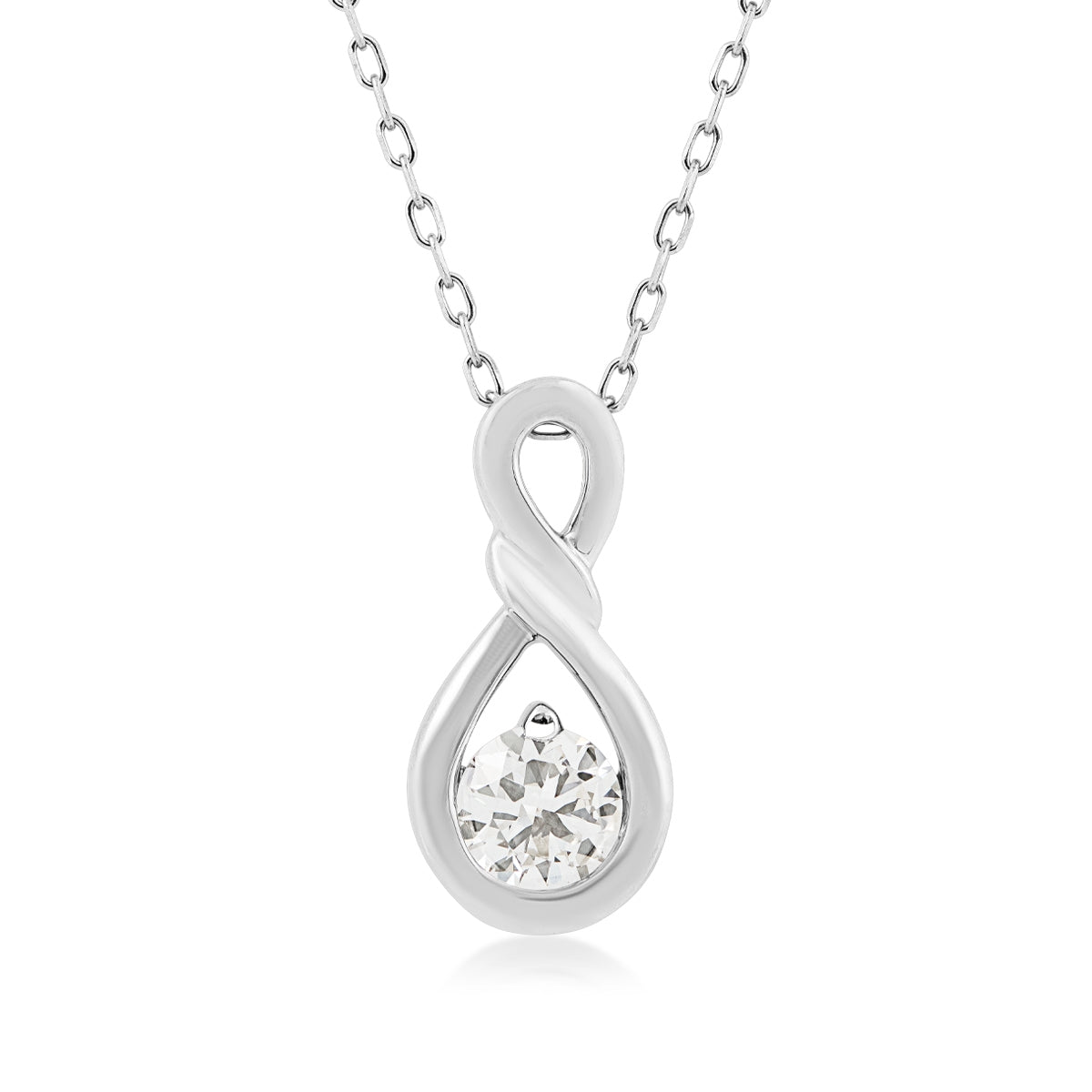 Infinite Love 1/2 ct. tw. Lab-Grown Round Diamond Twist Pendant in 10K White Gold