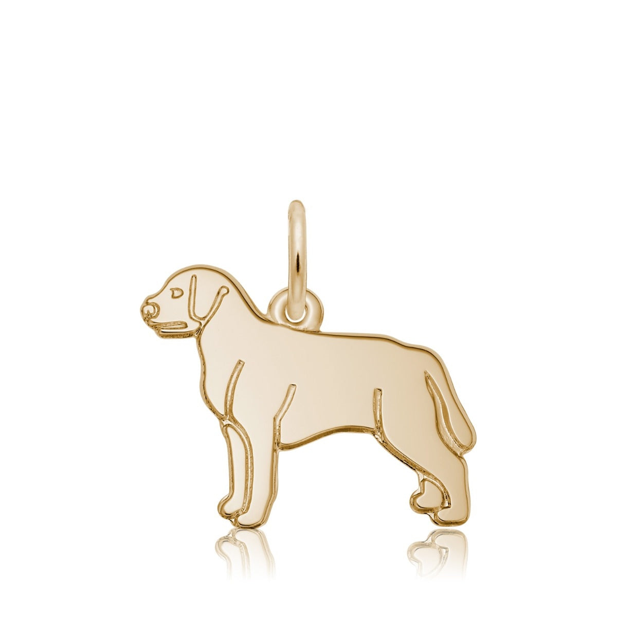 Flat Labrador Retriever Dog Charm in 14K Yellow Gold