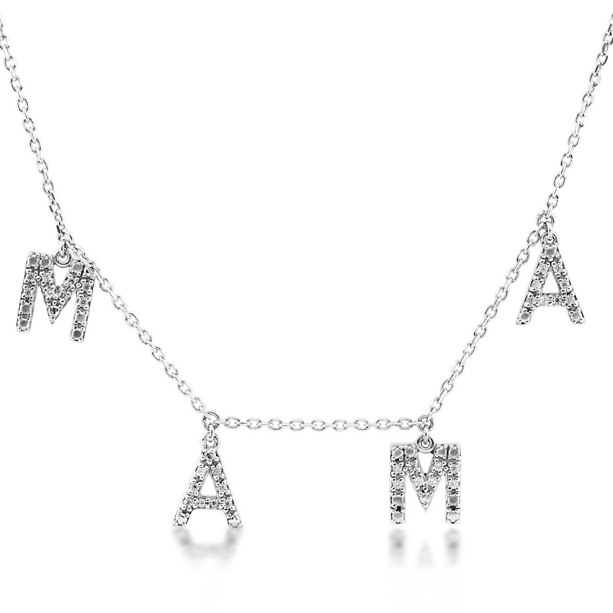1/8 ct. tw. Diamond Mama Dangle Necklace in Sterling Silver