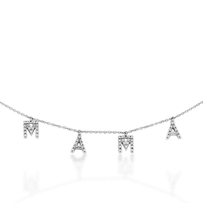 1/8 ct. tw. Diamond Mama Dangle Necklace in Sterling Silver front view