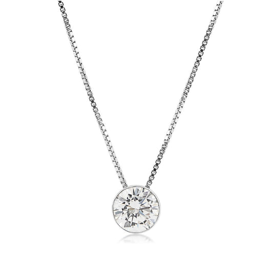 Adamante 3/4 ct. tw. Lab-Grown Round Brilliant Diamond Bezel Set Pendant in 14K White Gold