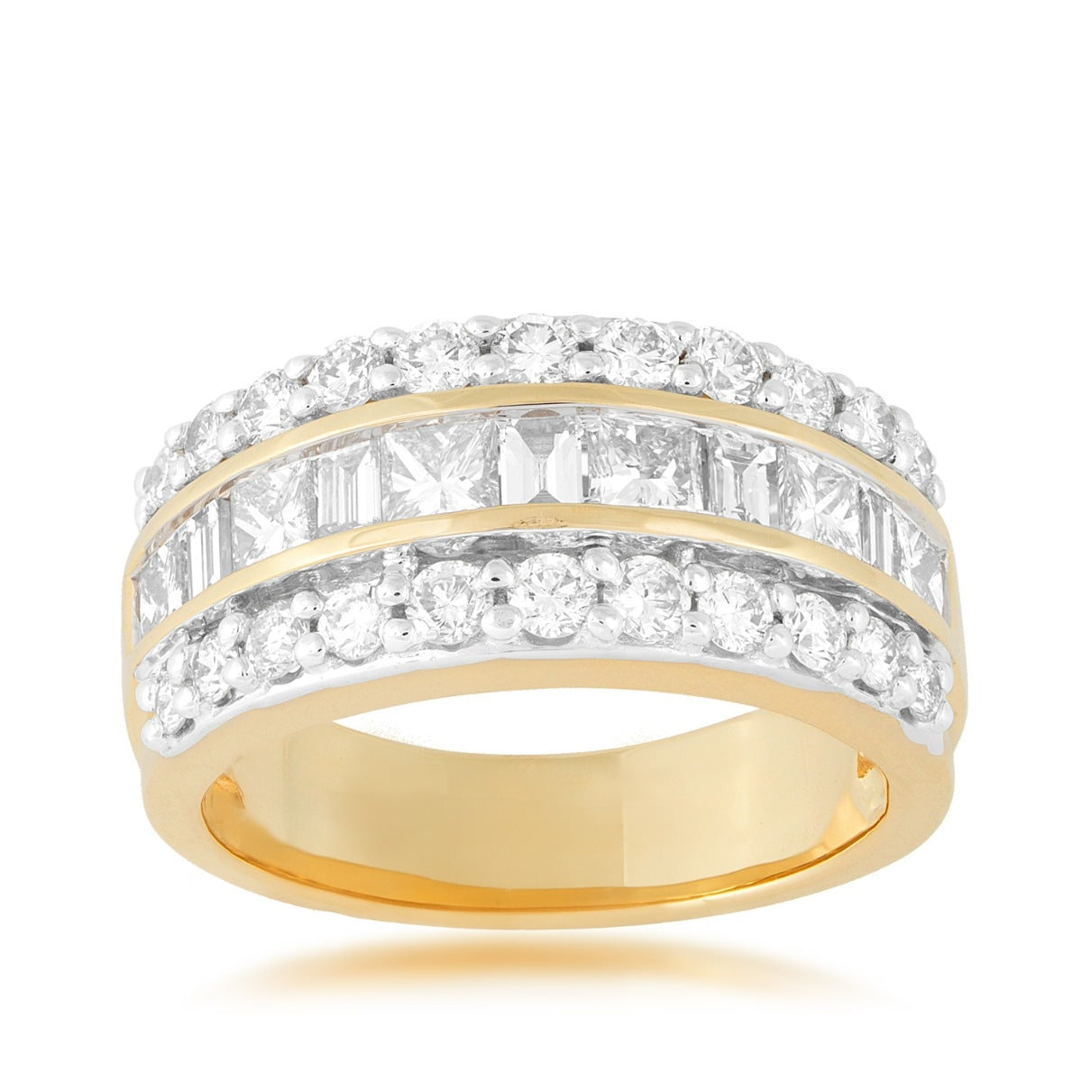 Kallati 2 ct. tw. Baguette & Princess Cut Diamond Channel Set Ring in 14K Yellow Gold