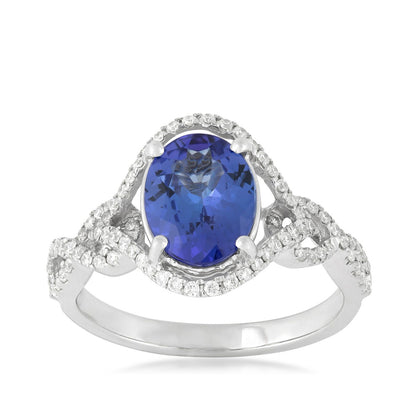 Kallati Oval Tanzanite & 1/3 ct. tw. Diamond Twist Ring in 14K White Gold
