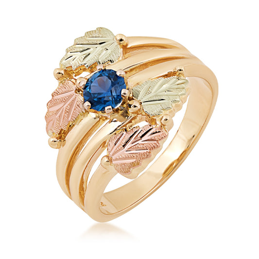 Black Hills Gold 1/2 ct. tw. Round Yogo Sapphire Ring in 10K Yellow Gold front view