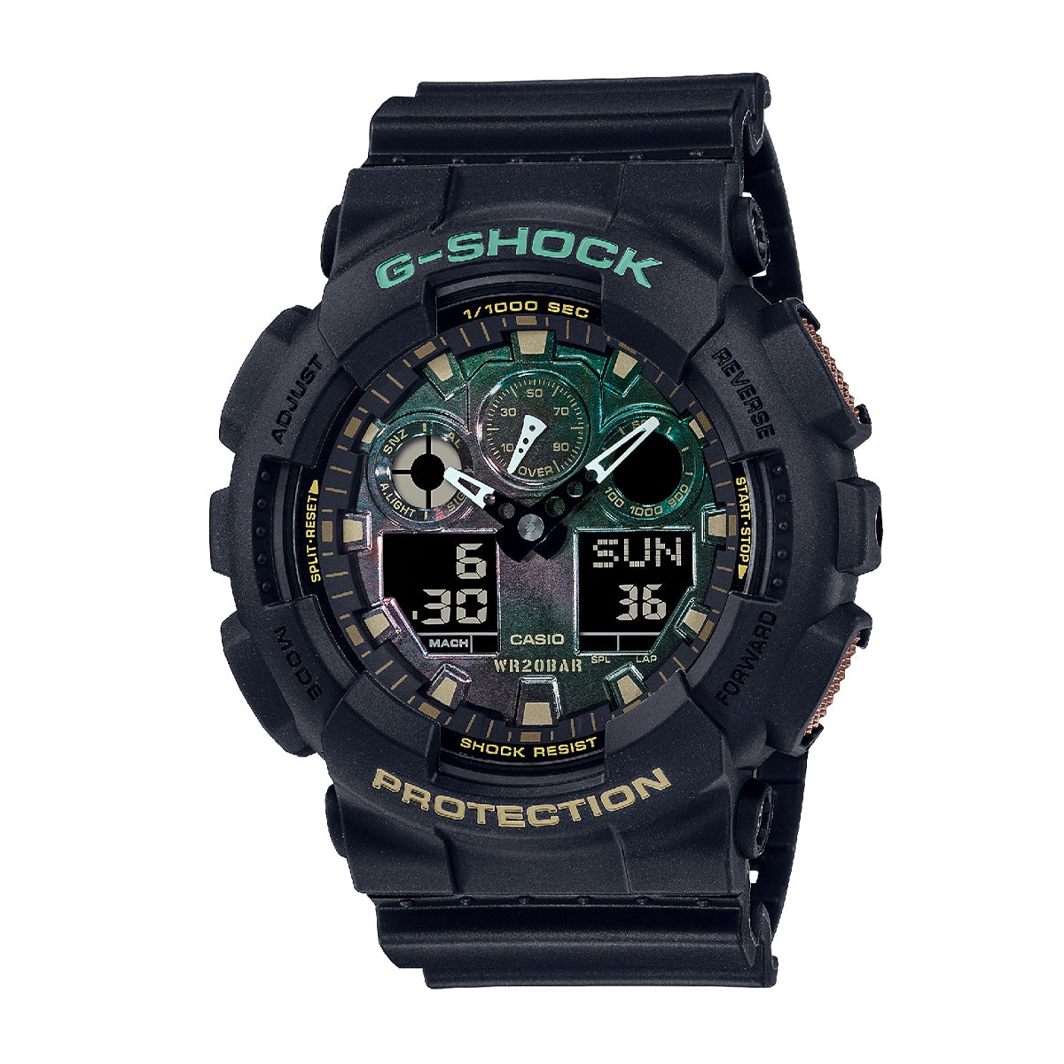 G-Shock Men's 3-Eye Rust Analog & Digital Black Resin Watch with Black Dial & Resin Strap