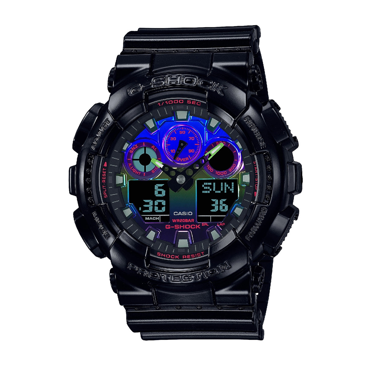 G-Shock Men's 3-Eye GR Gamer Analog & Digital Black Resin Watch with Rainbow Dial & Black Resin Strap