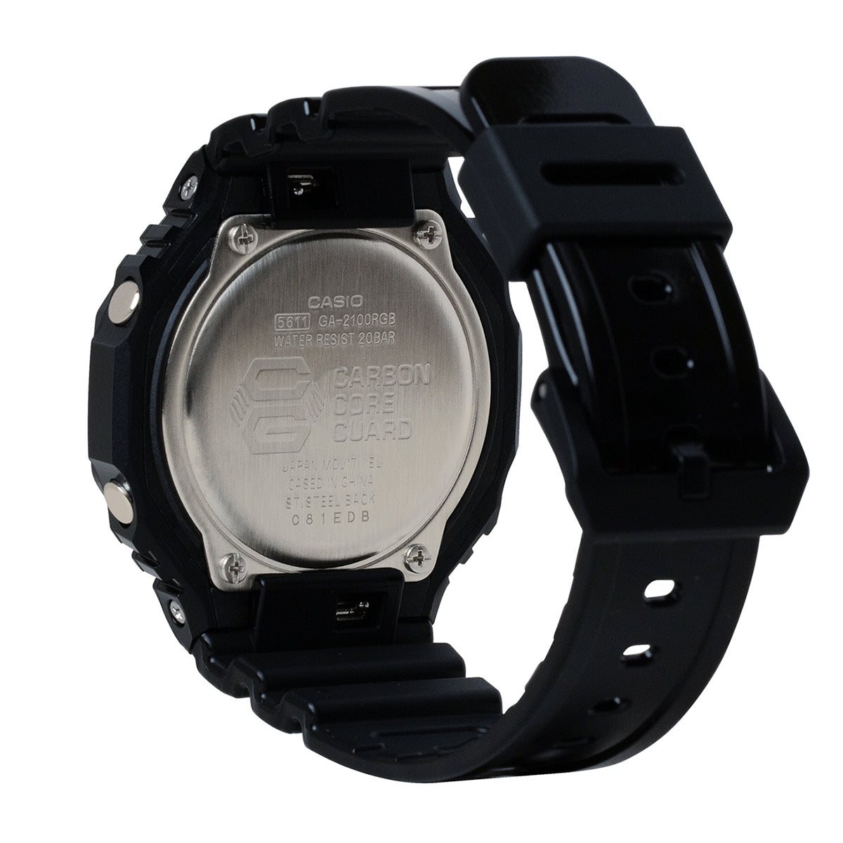 G-Shock Men's G-Carbon Analog & Digital Black Stainless Steel Watch with Rainbow Dial & Black Resin Strap front view