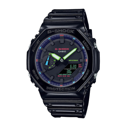 G-Shock Men's G-Carbon Analog & Digital Black Stainless Steel Watch with Rainbow Dial & Black Resin Strap