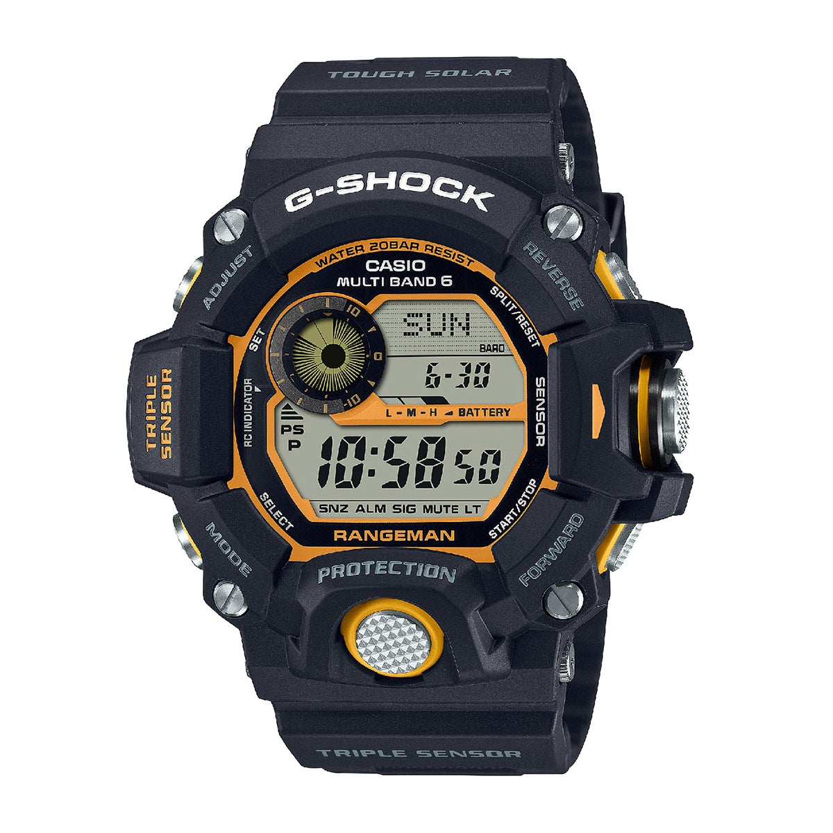 G-Shock Men's Rangeman Atomic Digital Black & Yellow Resin Watch with Black Resin Strap