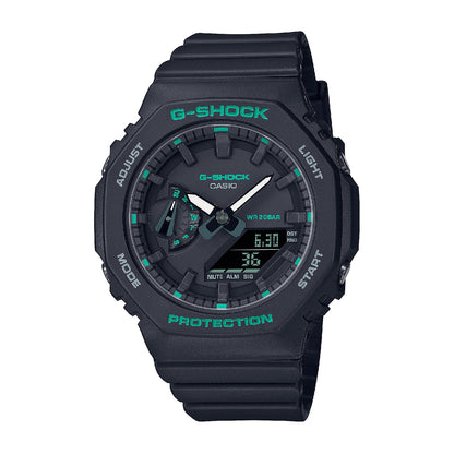 G-Shock Ladies' Octo Slim Analog & Digital Black Carbon & Resin Watch with Green Accent Dial