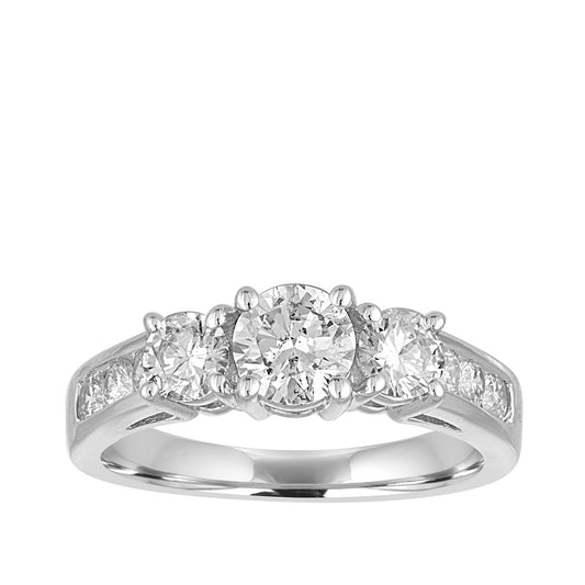 3-Stone 1-1/2 ct. tw. Round Brilliant Diamond Anniversary Ring in 14K White Gold