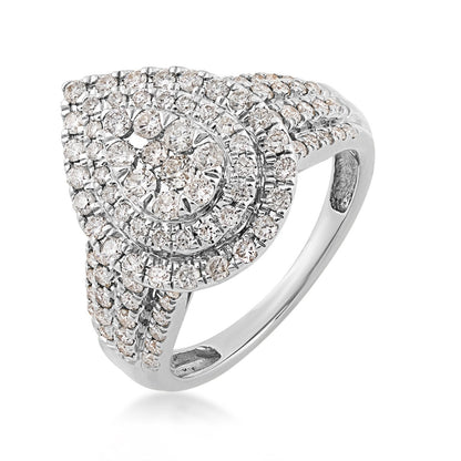 Fairytale Diamonds 1 ct. tw. Diamond Pear-Shaped Cluster Engagement Ring in 10K White Gold front view