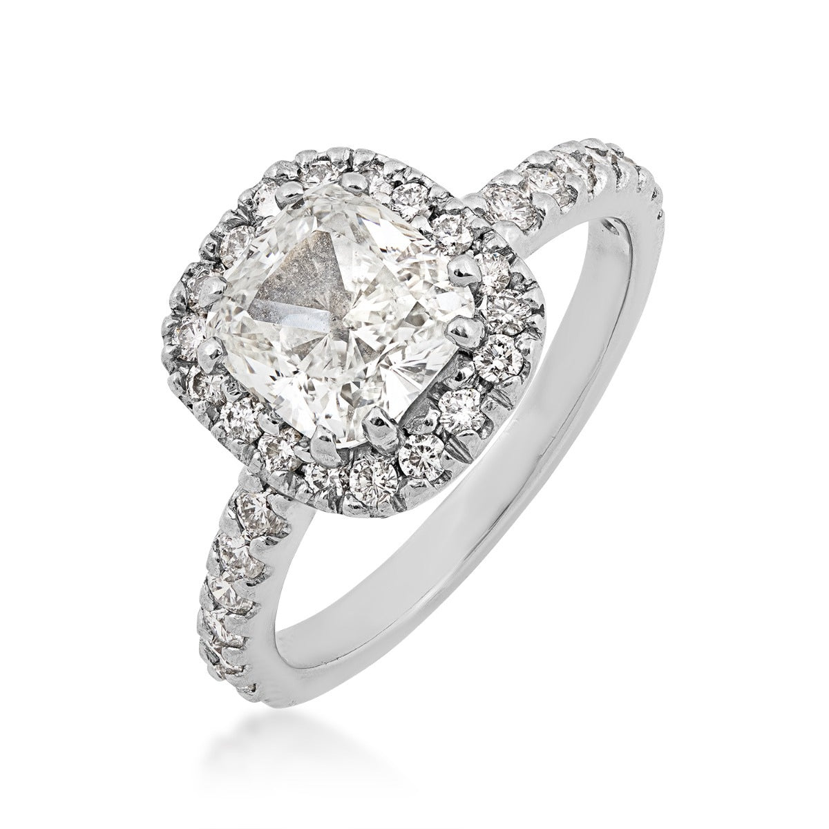 Amaura 3-1/7 ct. tw. Cushion Diamond Halo Engagement Ring in Platinum front view
