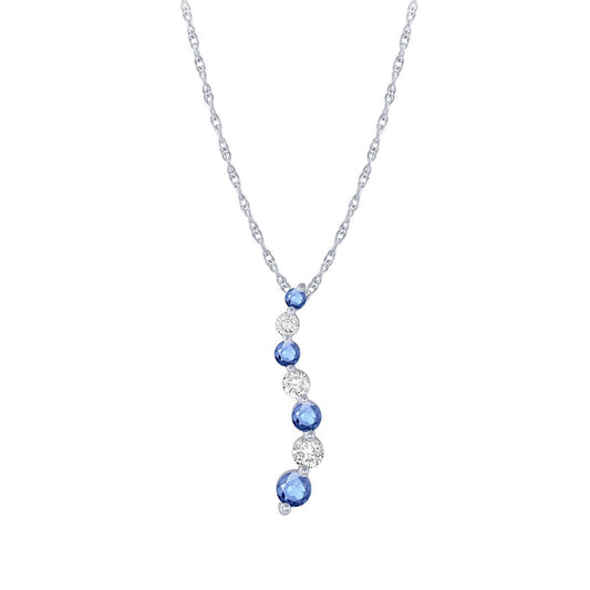 Yogo Sapphire & 1/5 ct. tw. Diamond Journey Pendant in 14K White Gold