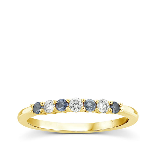 Yogo Sapphire & 1/8 ct. tw. Diamond Ring in 14K Yellow Gold