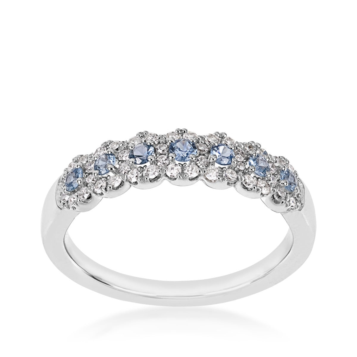 Yogo Sapphire & 1/3 ct. tw. Diamond Halo Band in 14K White Gold