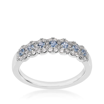 Yogo Sapphire & 1/3 ct. tw. Diamond Halo Band in 14K White Gold