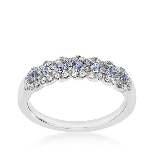 Yogo Sapphire & 1/3 ct. tw. Diamond Halo Band in 14K White Gold