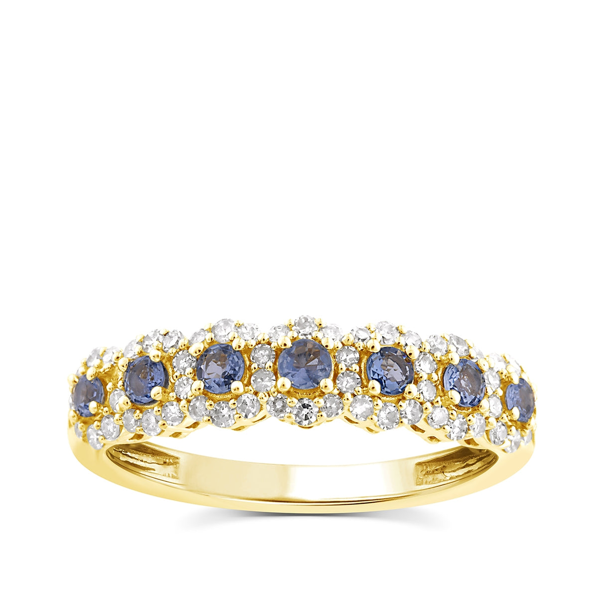 Yogo Sapphire & 1/3 ct. tw. Diamond Halo Ring in 14K Yellow Gold
