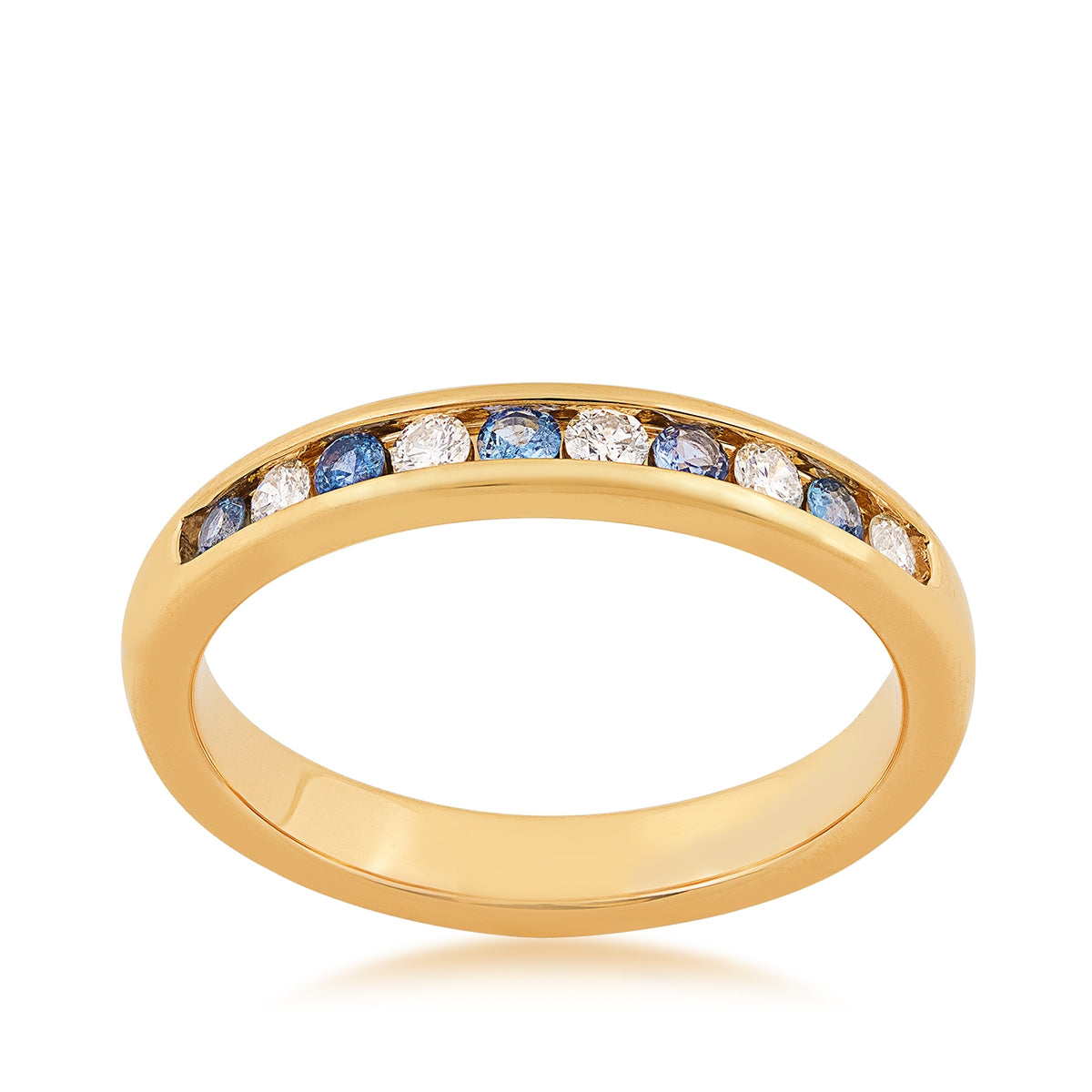 Yogo Sapphire & 1/5 ct. tw. Diamond Channel Set Ring in 14K Yellow Gold