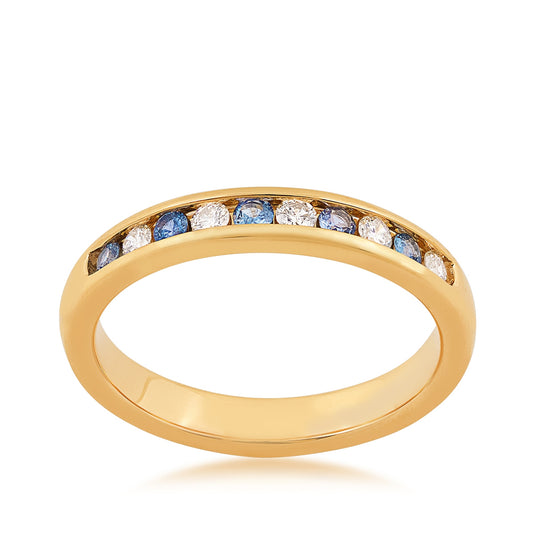 Yogo Sapphire & 1/5 ct. tw. Diamond Channel Set Ring in 14K Yellow Gold