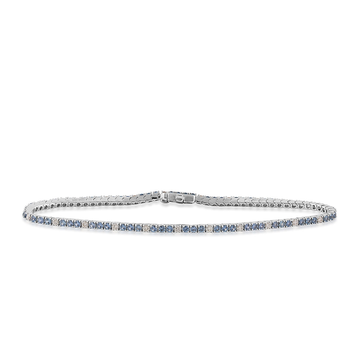 Yogo Sapphire & 1/2 ct. tw. Diamond 7.25-inch Tennis Bracelet in 14K White Gold