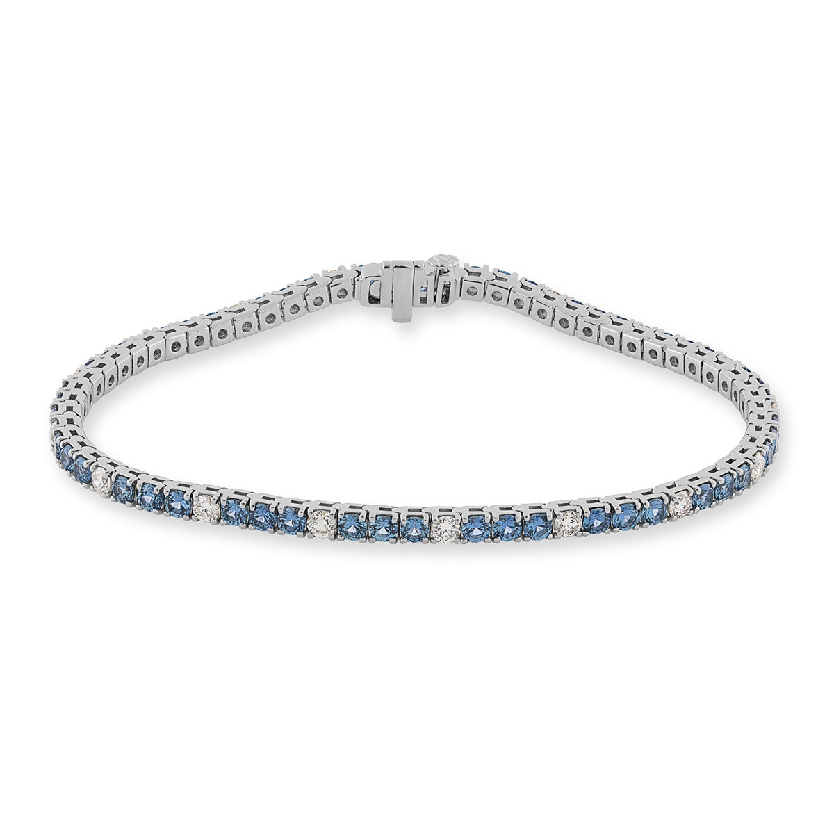 Yogo Sapphire & 1-1/4 ct. tw. Diamond 7.25-inch Tennis Bracelet in 14K White Gold