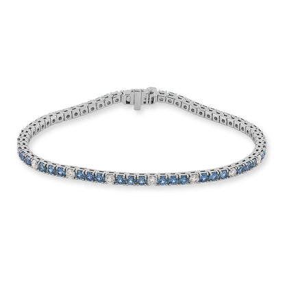 Yogo Sapphire & 1-1/4 ct. tw. Diamond 7.25-inch Tennis Bracelet in 14K White Gold