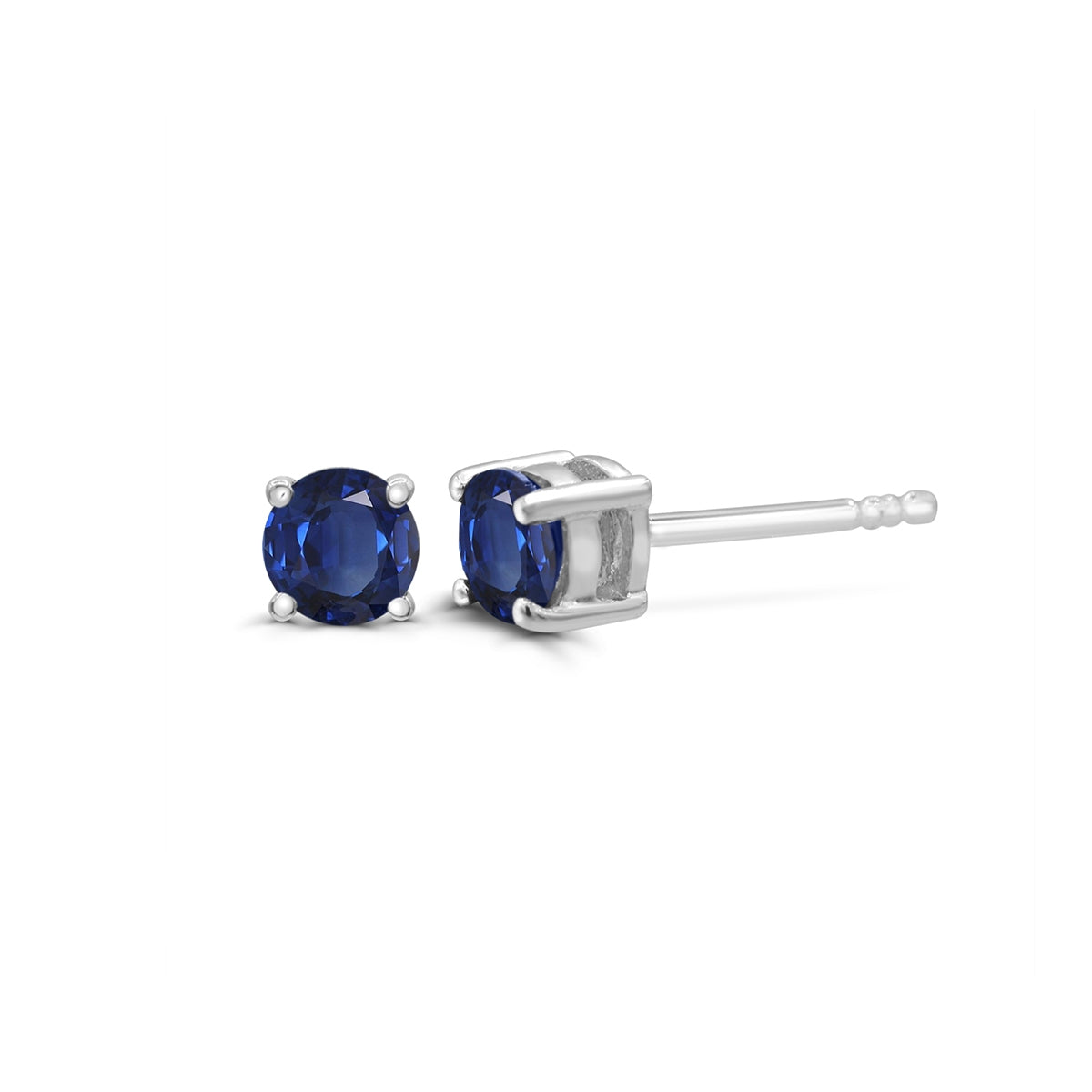 4mm Round Sapphire Solitaire Earrings in 14K White Gold