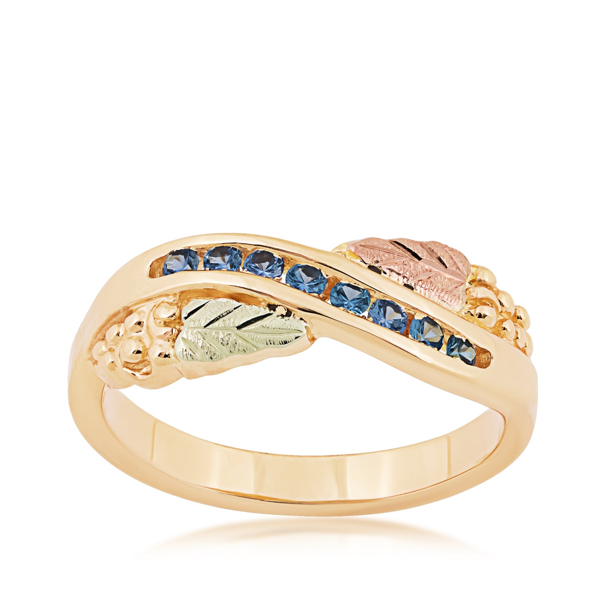 Black Hills Gold Round Yogo Sapphire Channel Set Grape Cluster Ring in 10K Yellow Gold