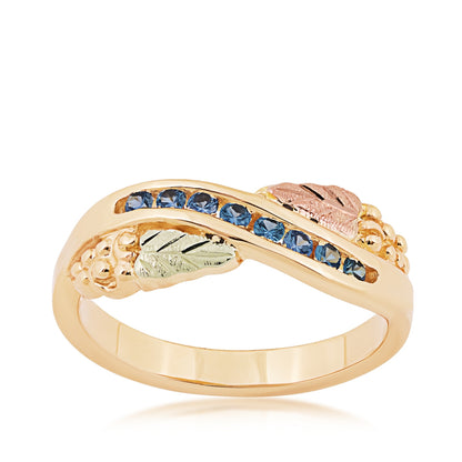 Black Hills Gold Round Yogo Sapphire Channel Set Grape Cluster Ring in 10K Yellow Gold