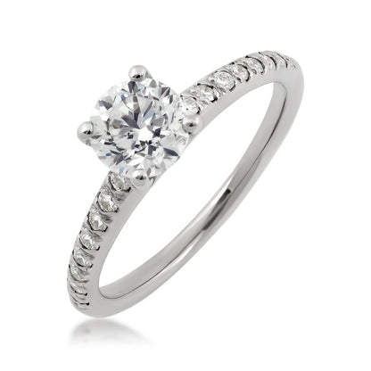 Natural 1-1/6 ct. tw. Round Brilliant Diamond Engagement Ring in 14K White Gold front view