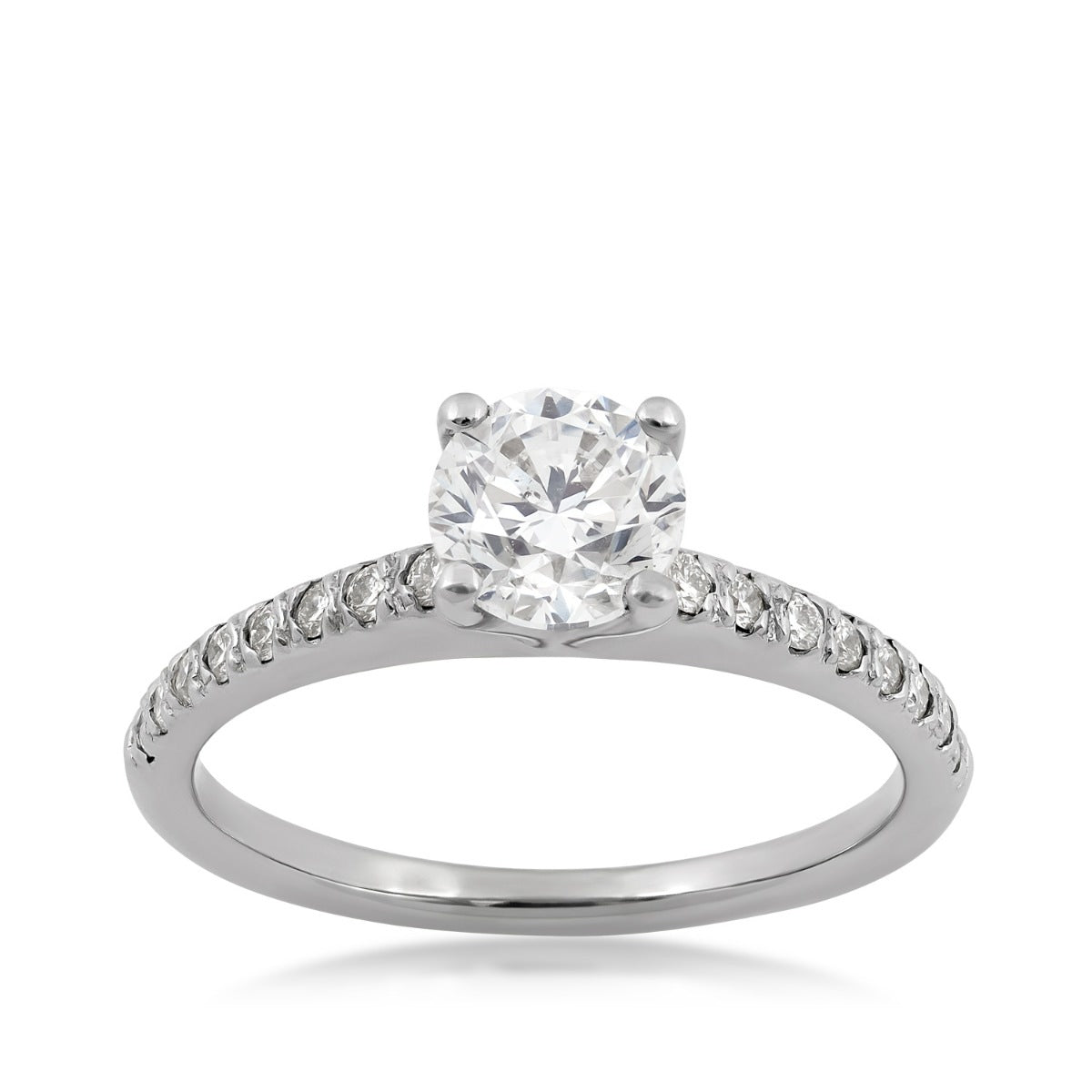 Natural 1-1/6 ct. tw. Round Brilliant Diamond Engagement Ring in 14K White Gold