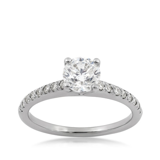 Natural 1-1/6 ct. tw. Round Brilliant Diamond Engagement Ring in 14K White Gold