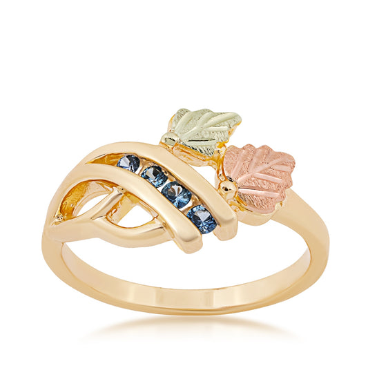 Black Hills Gold Round Yogo Sapphire Channel Set Vine Ring in 10K Yellow Gold