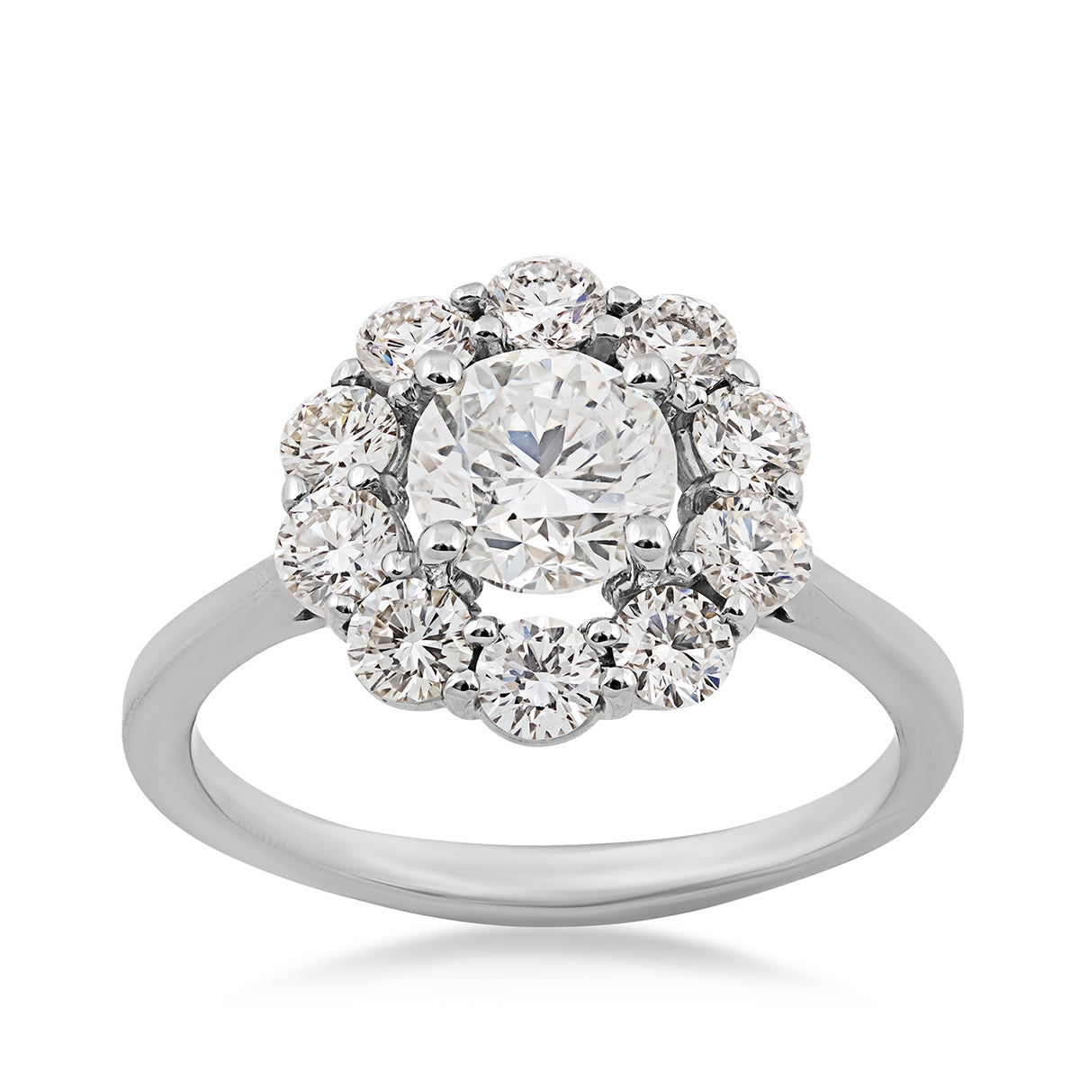 Natural 2 ct. tw. Round Brilliant Diamond Halo Engagement Ring in 14K White Gold