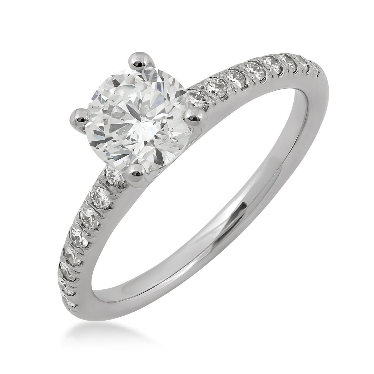 Natural 1-1/5 ct. tw. Round Brilliant Diamond Engagement Ring in 14K White Gold front view