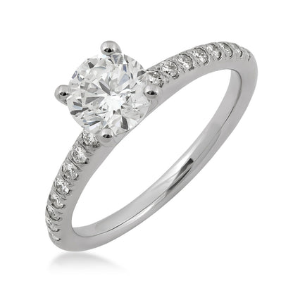 Natural 1-1/5 ct. tw. Round Brilliant Diamond Engagement Ring in 14K White Gold front view