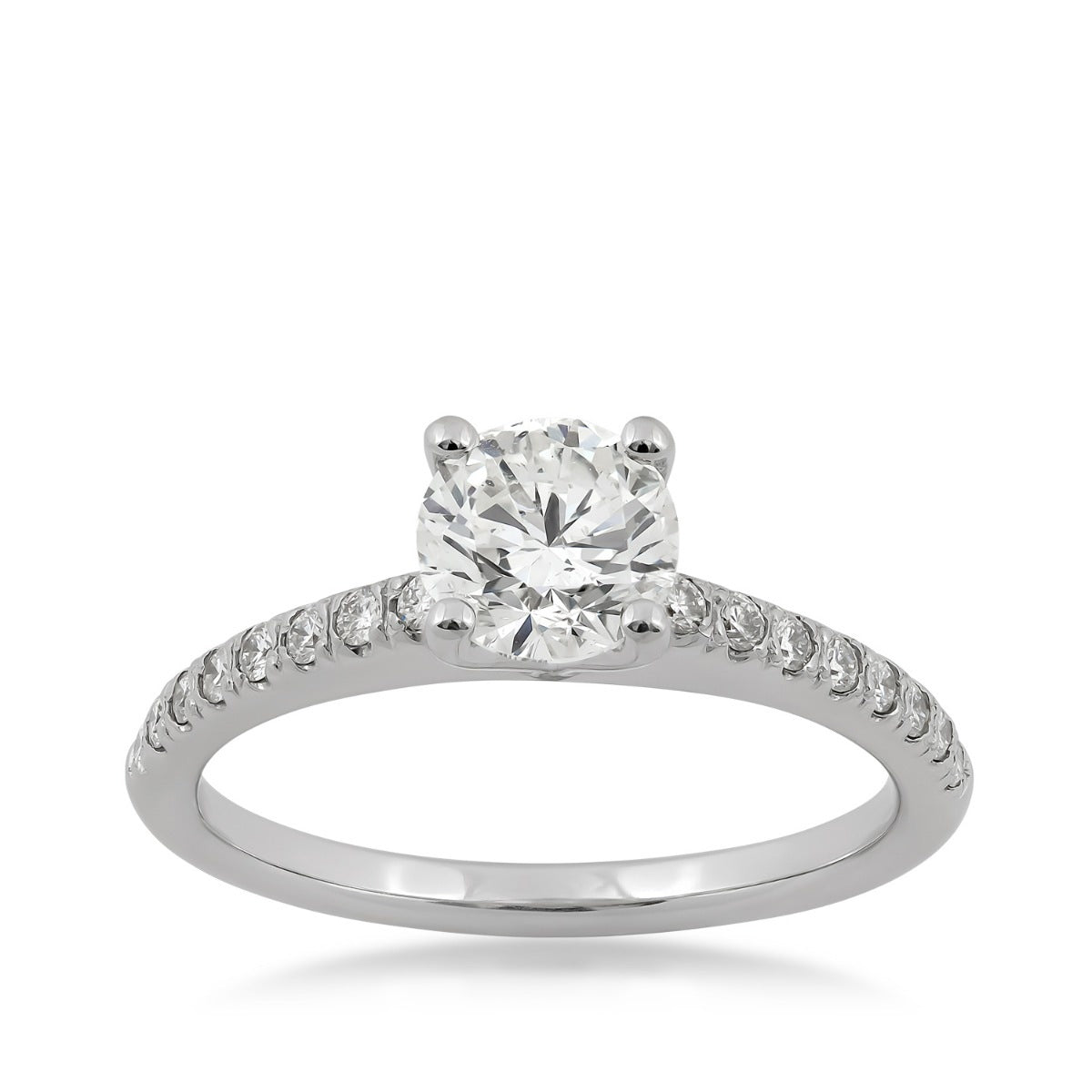 Natural 1-1/5 ct. tw. Round Brilliant Diamond Engagement Ring in 14K White Gold