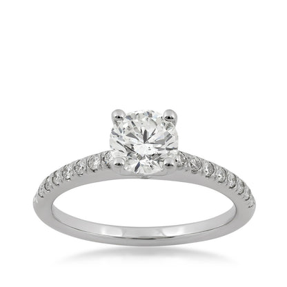 Natural 1-1/5 ct. tw. Round Brilliant Diamond Engagement Ring in 14K White Gold