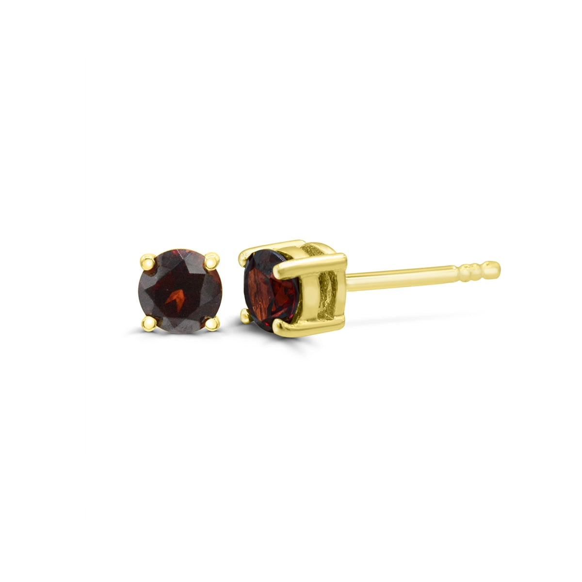 5mm Round Garnet Solitaire Earrings in 14K Yellow Gold