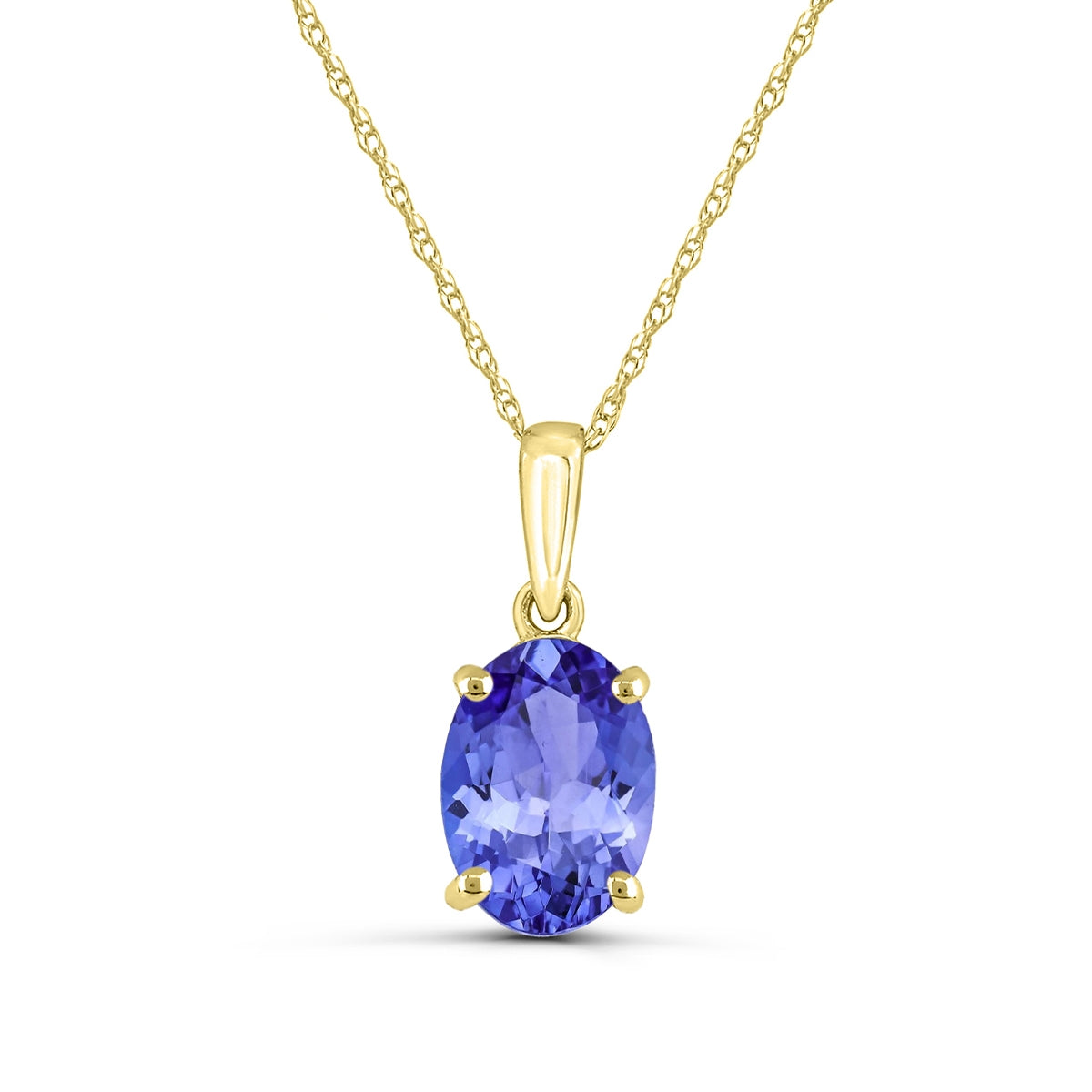 Oval Tanzanite Solitaire Pendant in 14K Yellow Gold