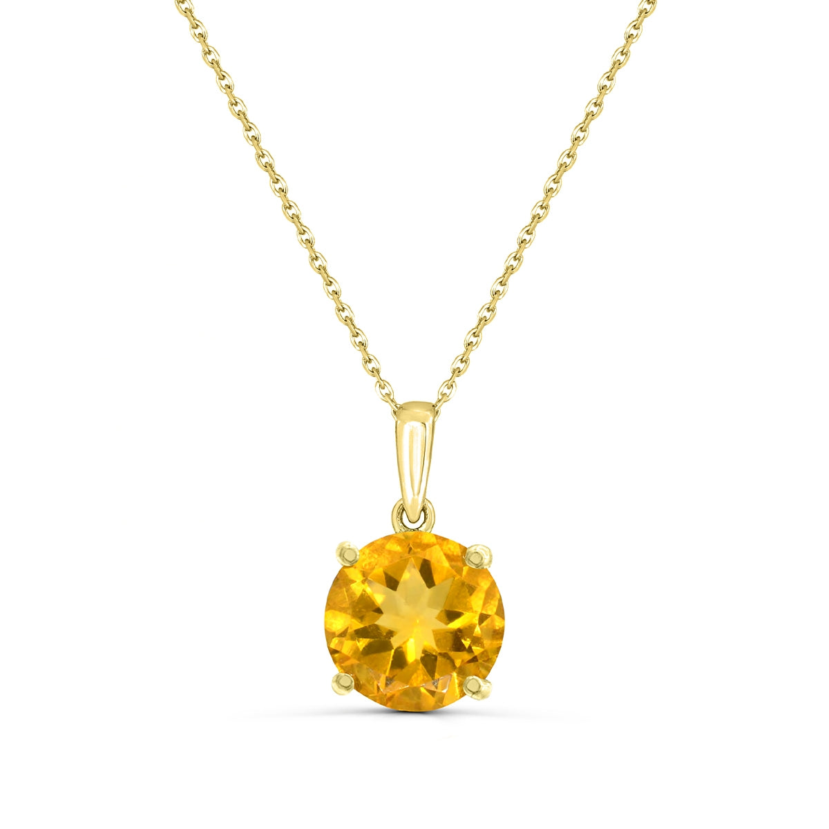 6mm Round Citrine Solitaire Pendant in 14K Yellow Gold
